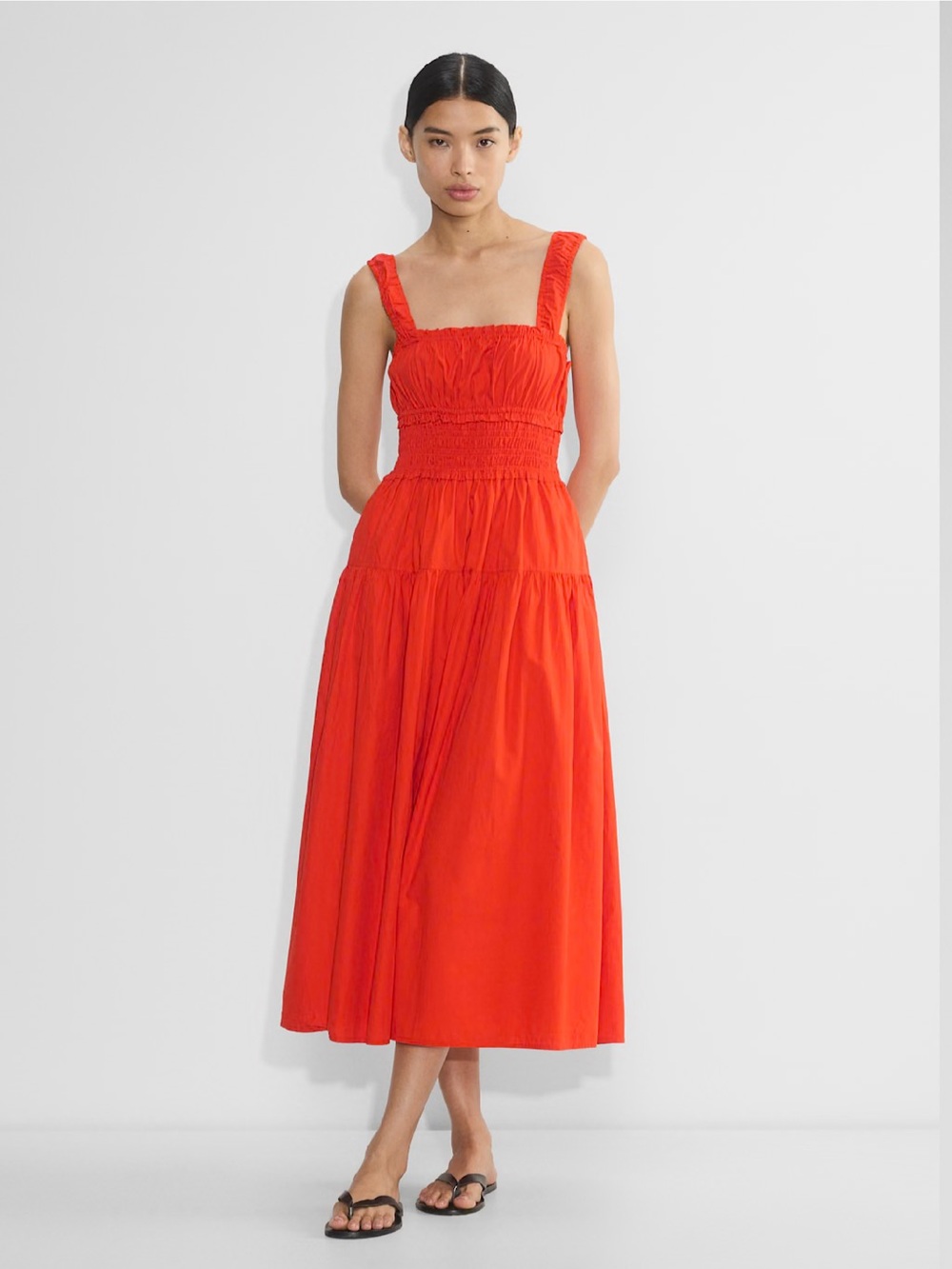 Wilfred Foray Poplin Dress Poppy Red Size S Aritzia